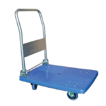 Four Wheels Blue Plastic Foldable Hand Truck Cart Platform Trolley for Warehouse